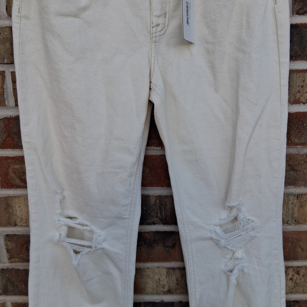 Eunina Codi Super High Rise Dad Jean Super Moon Ecru NWT 11/30 Distressed - Picture 4 of 12